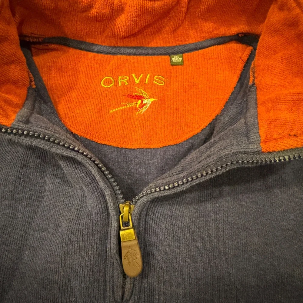 Orvis Signature Quarter Zip Pullover Mens XXL Navy Fly Fishing Gorpcore Prep